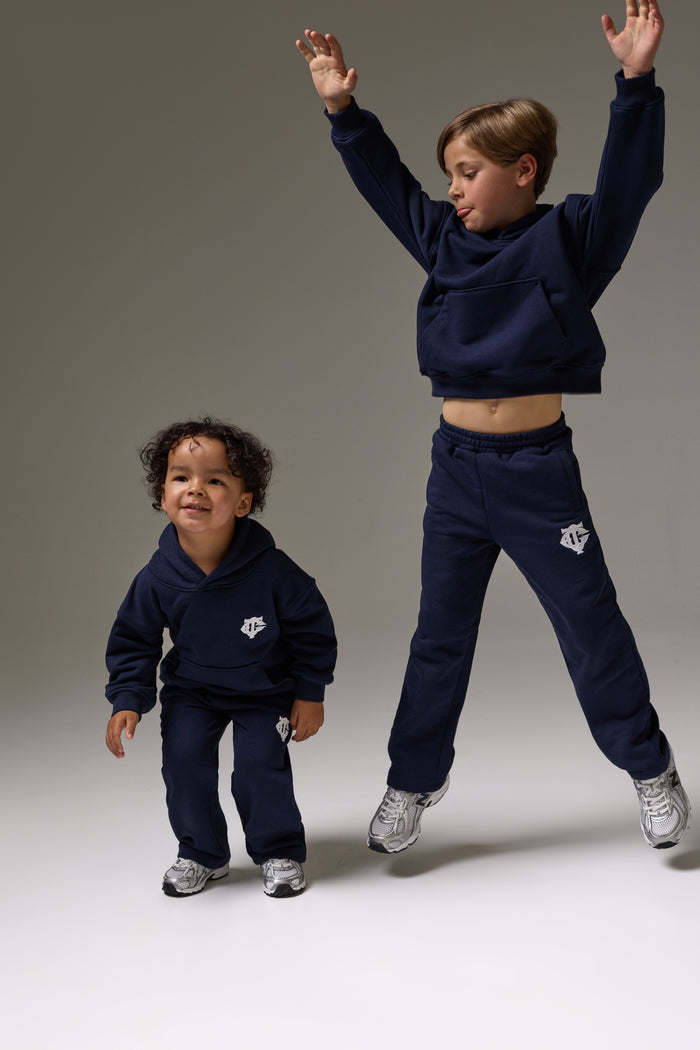 JUNIOR EMBLEM APPLIQUE JOGGERS - NAVY