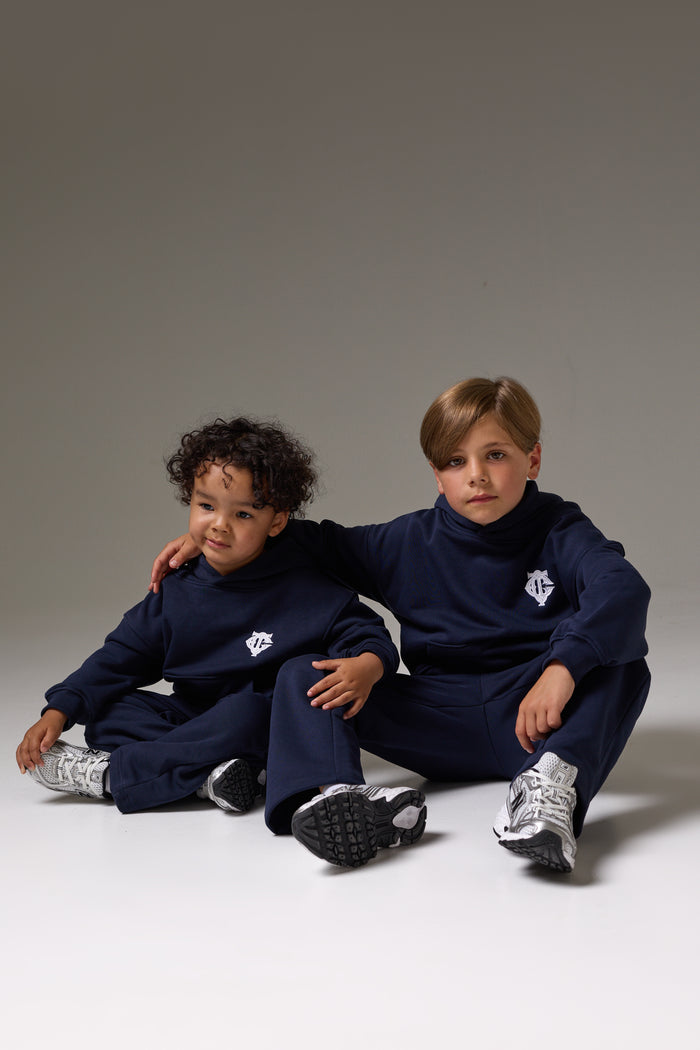 JUNIOR EMBLEM APPLIQUE JOGGERS - NAVY