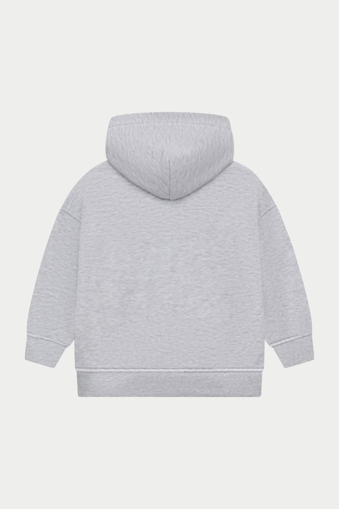 JUNIOR ZIP THROUGH EMBLEM APPLIQUE HOODIE - GREY MARL