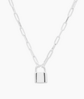 Kara Padlock Charm Necklace Silver