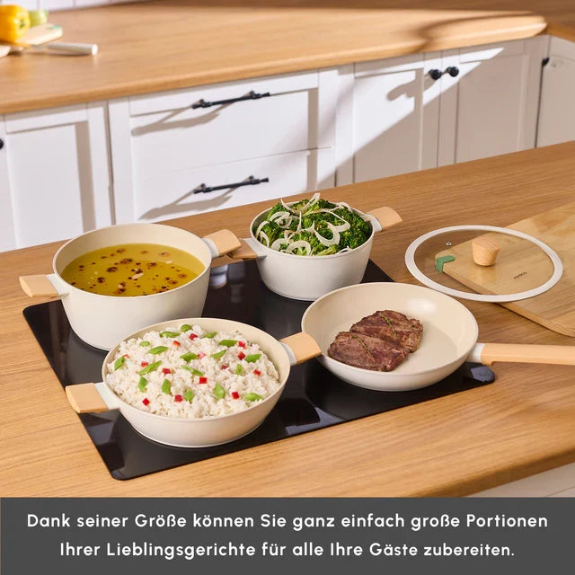 KARACA Karaca Swiss Crystal Almond Cream Inductie-Gebaseerde 7-Delige Pannen Set - Antikleef - PFAS Vrij