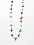Karson Scattered Stone necklace in gold multi color stones