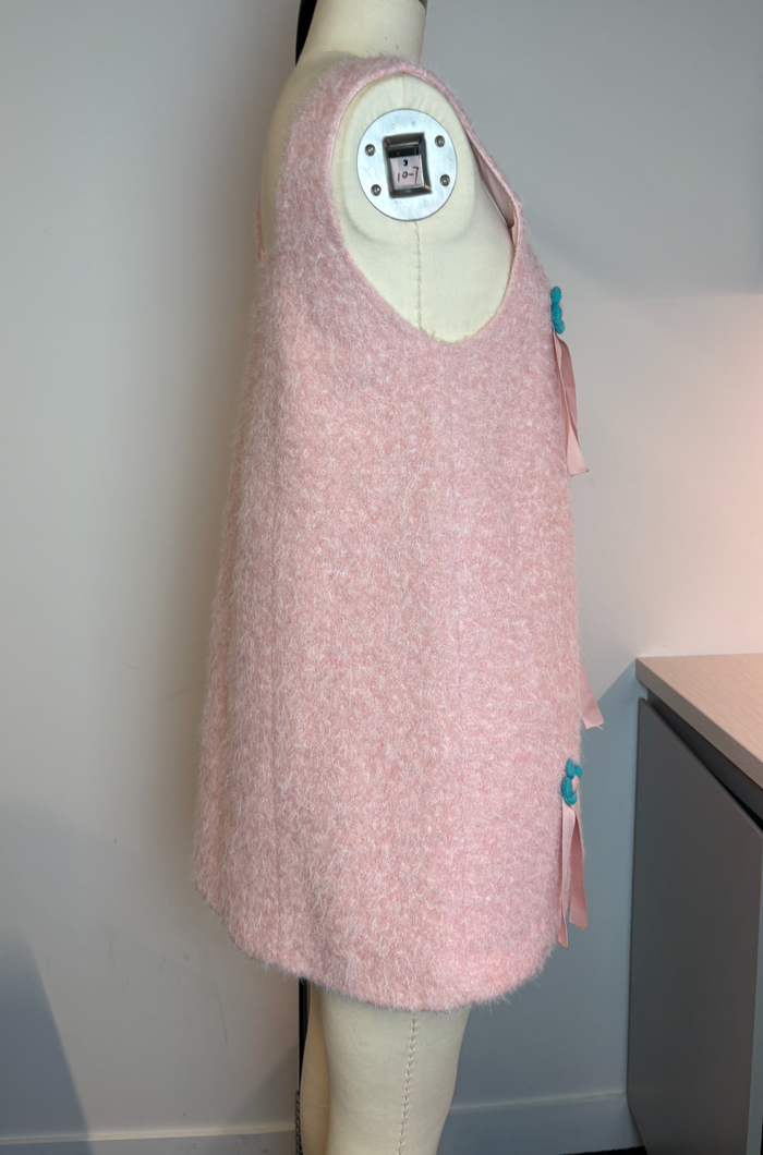 Keiko Floral Appliqué Fuzzy Mini Dress
