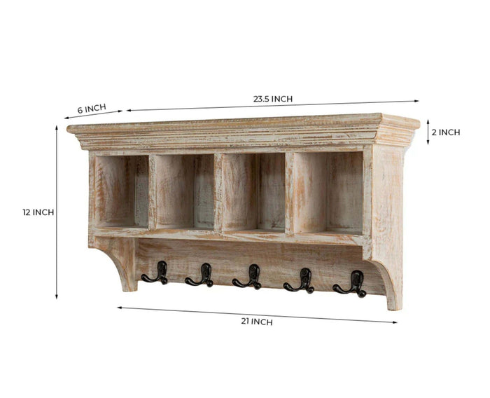 Kensington Wooden wall Shelve Hanger Furniselan Distressed White
