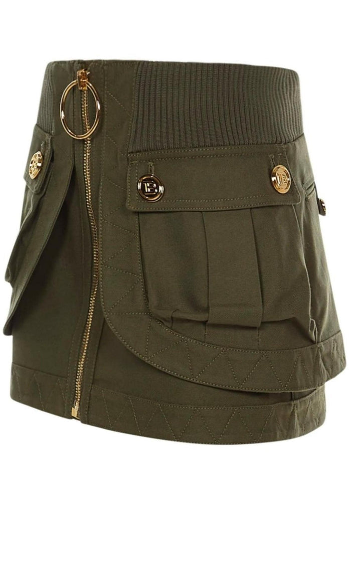 Balmain Patch - pockets Mini Denim Skirt - Runway Catalog