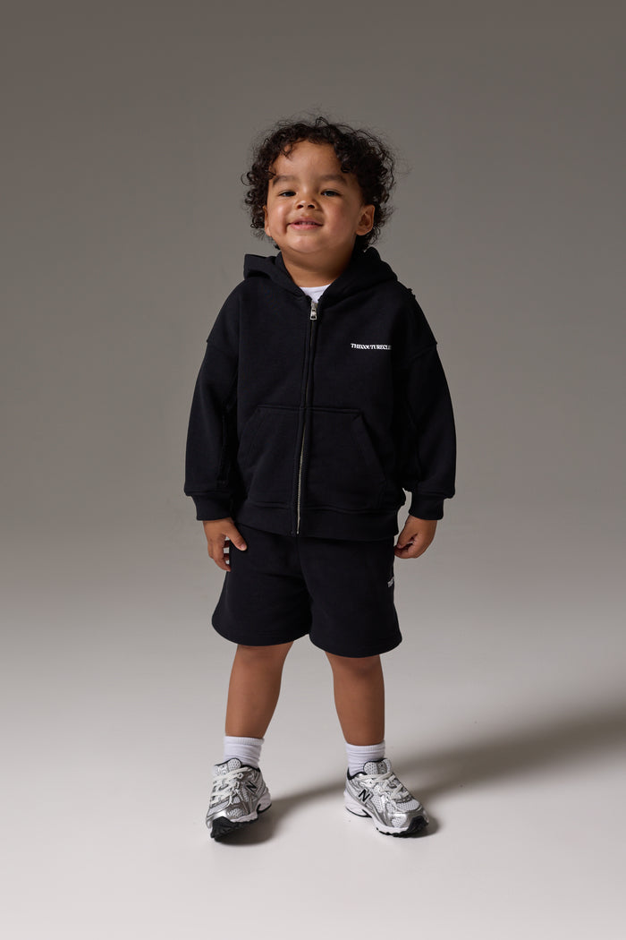 KIDS COPYRIGHT ZIP THROUGH HOODIE - BLACK
