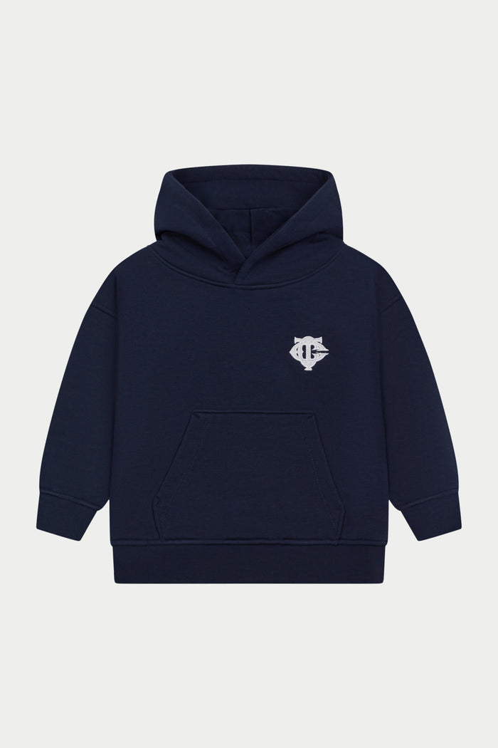KIDS MONOGRAM EMBLEM APPLIQUE HOODIE - NAVY