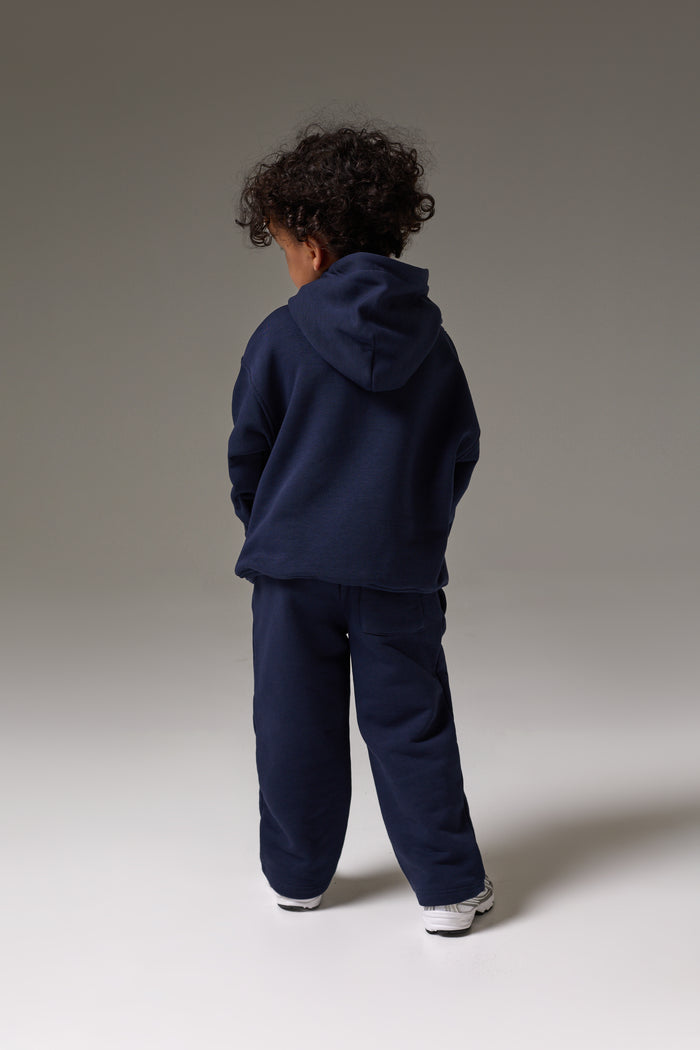 KIDS MONOGRAM EMBLEM APPLIQUE HOODIE - NAVY