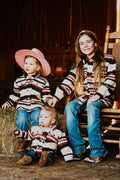 Kid's Shacket Burgundy Stripe