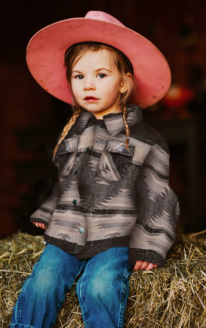 Kid's Shacket Taupe Aztec