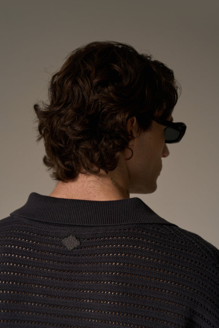KNITTED POLO SHIRT - CHARCOAL