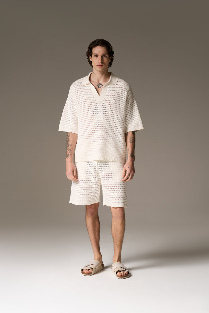 KNITTED POLO SHIRT - WHITE