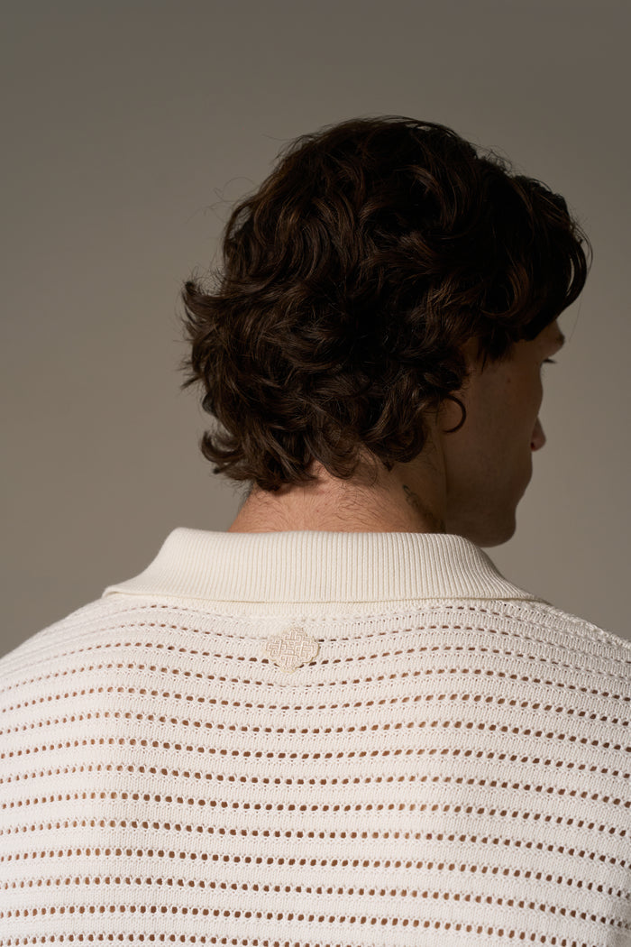 KNITTED POLO SHIRT - WHITE