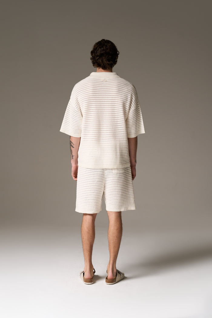 KNITTED POLO SHIRT - WHITE