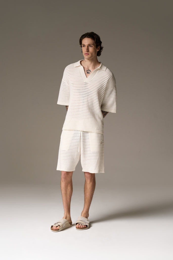 KNITTED POLO SHIRT - WHITE