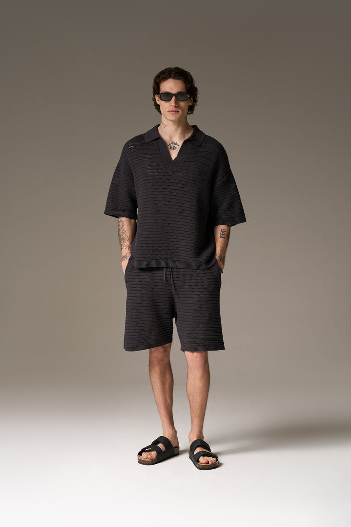 KNITTED SHORTS - CHARCOAL