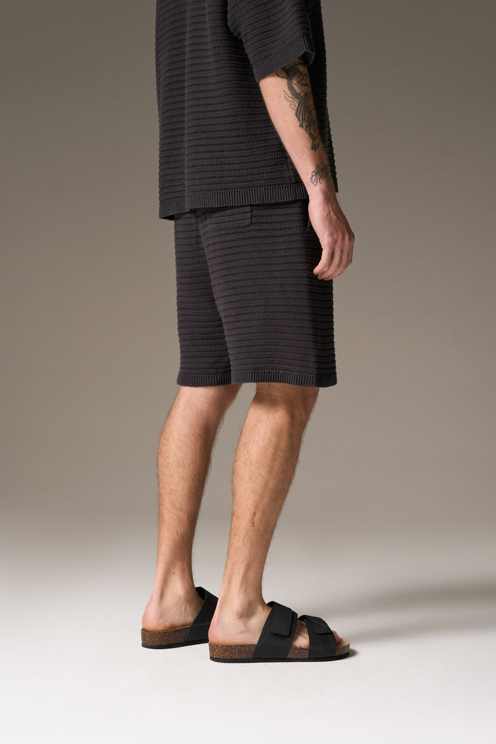 KNITTED SHORTS - CHARCOAL