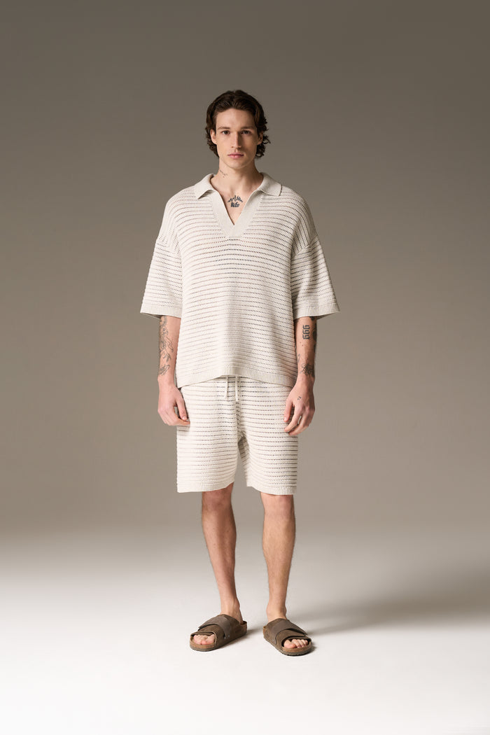 KNITTED SHORTS - LIGHT GREY