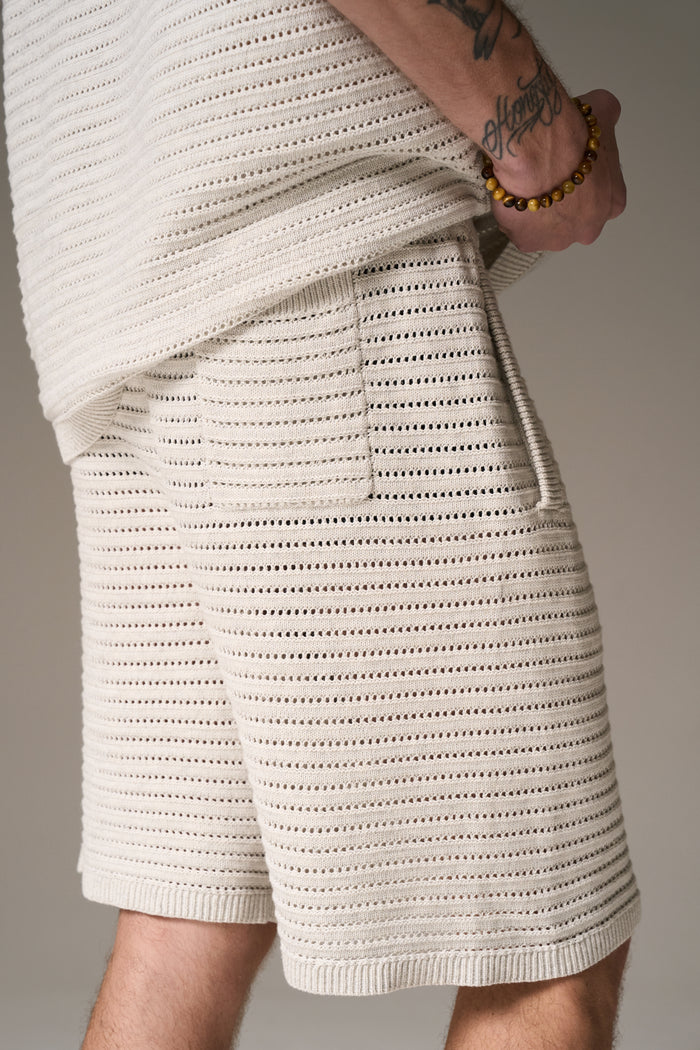 KNITTED SHORTS - LIGHT GREY