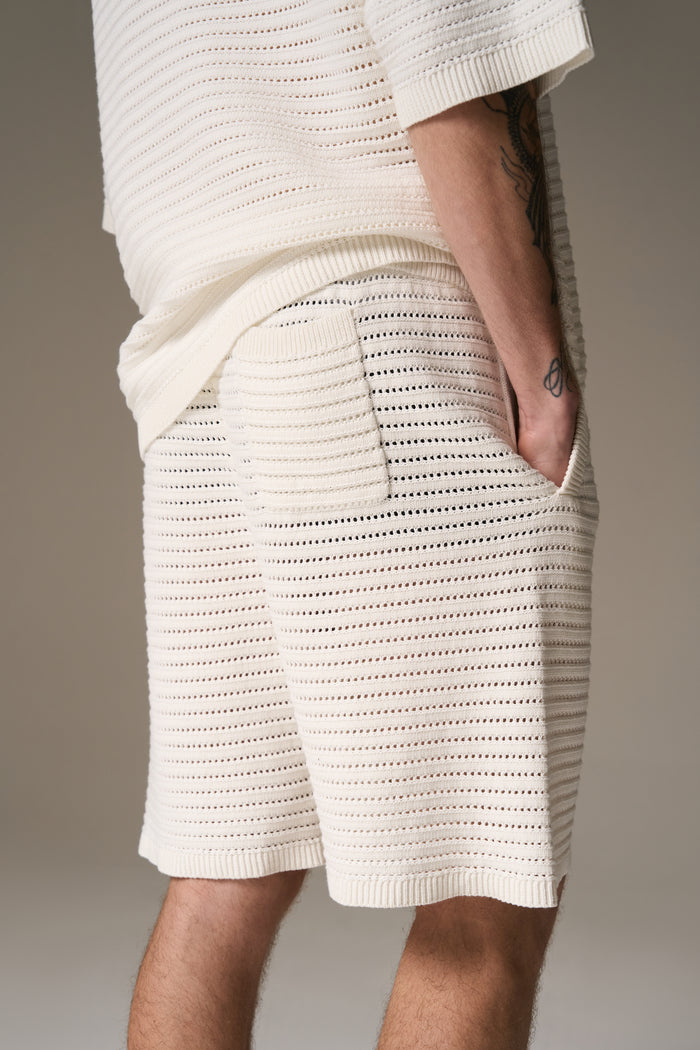 KNITTED SHORTS - WHITE