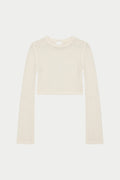 LADDER KNIT LONG SLEEVE TOP - CREAM