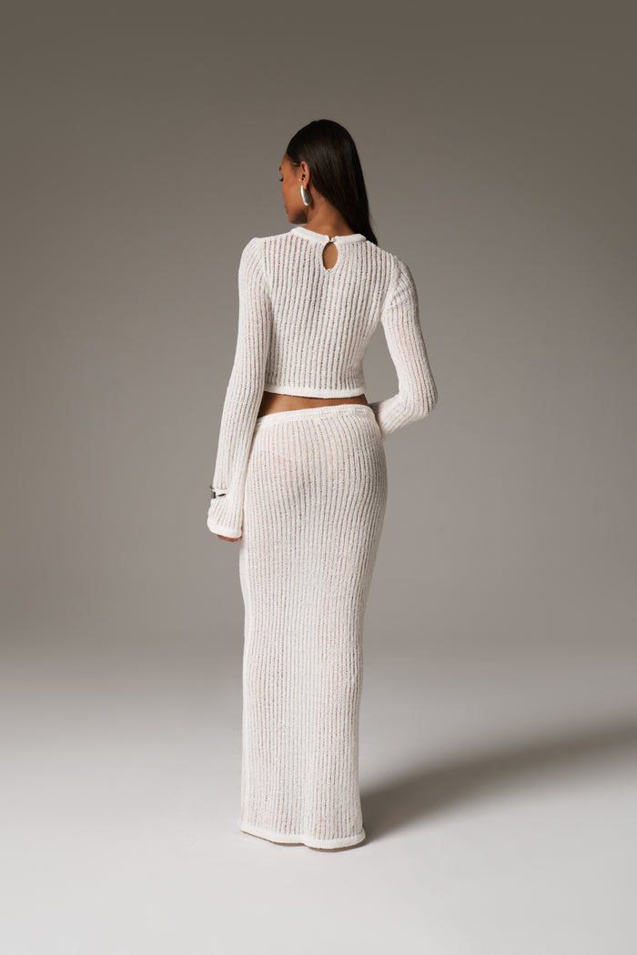 LADDER KNIT MAXI SKIRT - CREAM