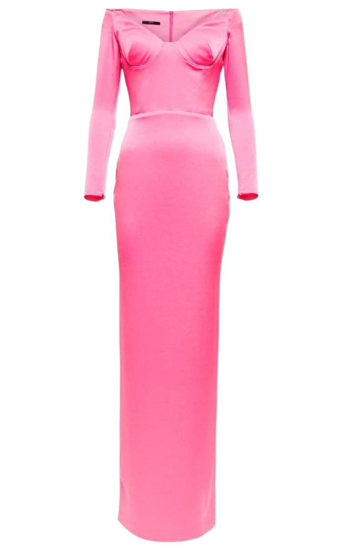 Alex Perry Lane Satin Crepe Off Shoulder Gown - Runway Catalog