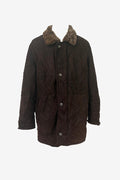 Latini Chocolate suede leather button front coat