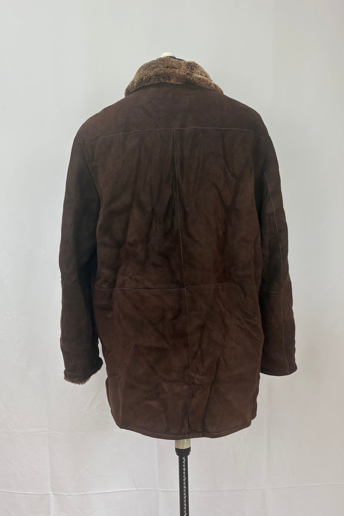 Latini Chocolate suede leather button front coat