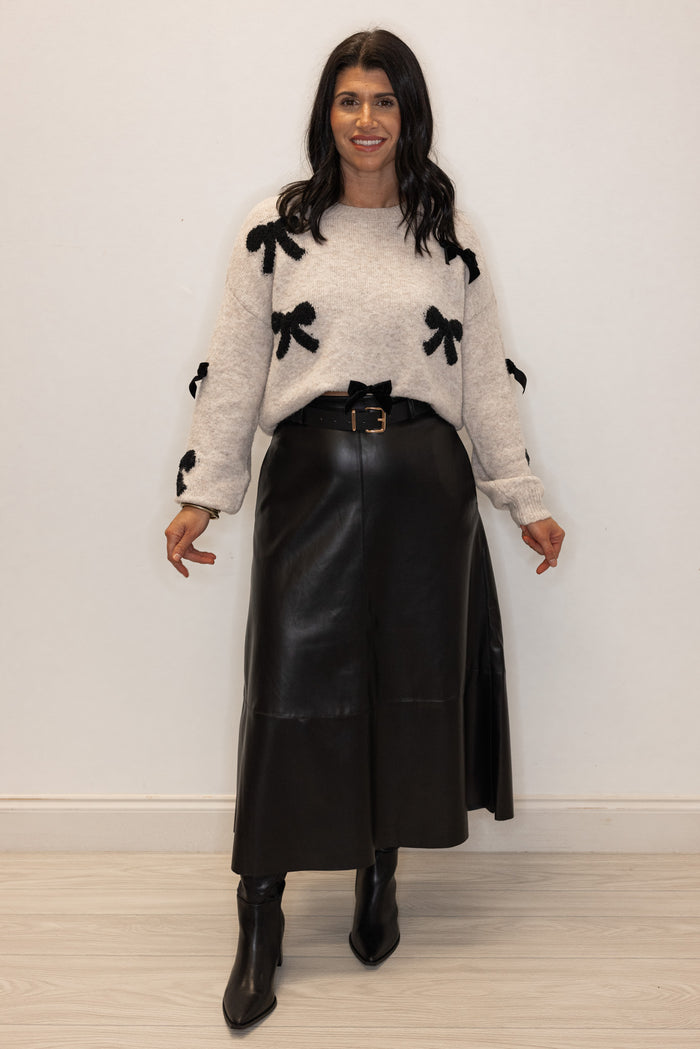 Leather Diva Black Midi Skirt