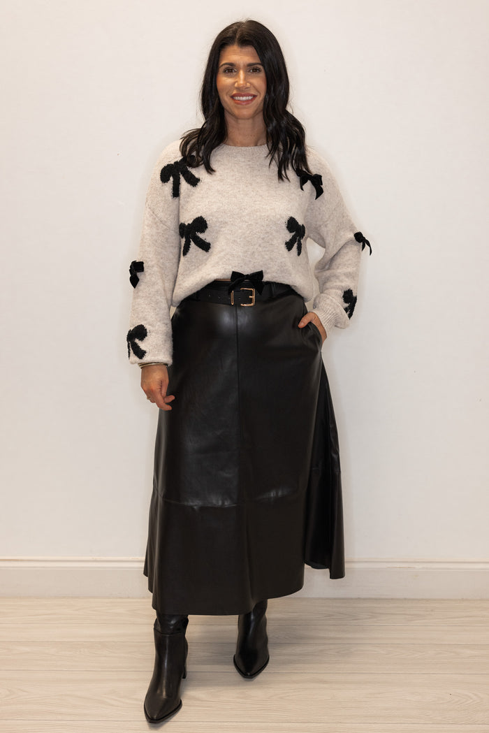 Leather Diva Black Midi Skirt