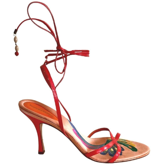 BCBGMAXAZRIA Leather Sandals Insole Embroidery - Runway Catalog