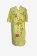 Lemon Yellow shirt front dress with orange floral print