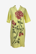 Lemon Yellow shirt front dress with rose floral print