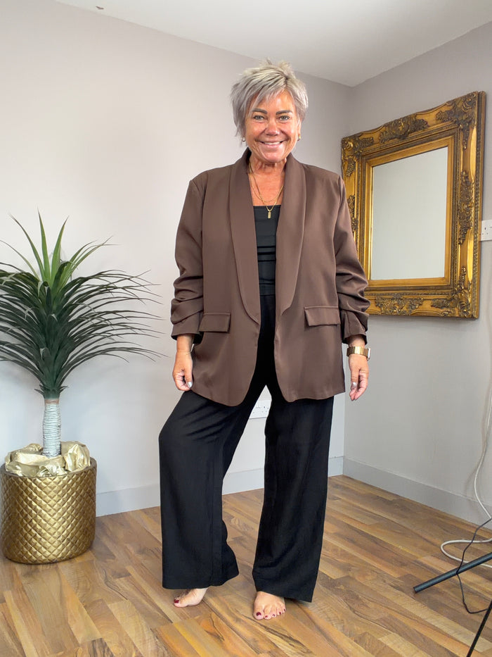 Lena Lined Ruche Sleeve Blazer