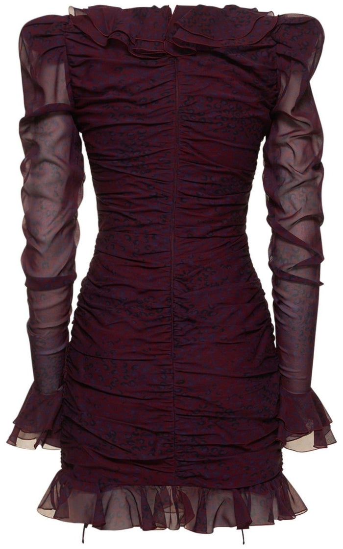 Alessandra Rich Leopard Print Silk Georgette Mini Dress - Runway Catalog