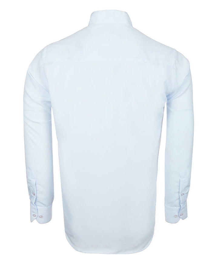 Light Blue Grandad Collar Chain Shirt with Diamantes-Makrom