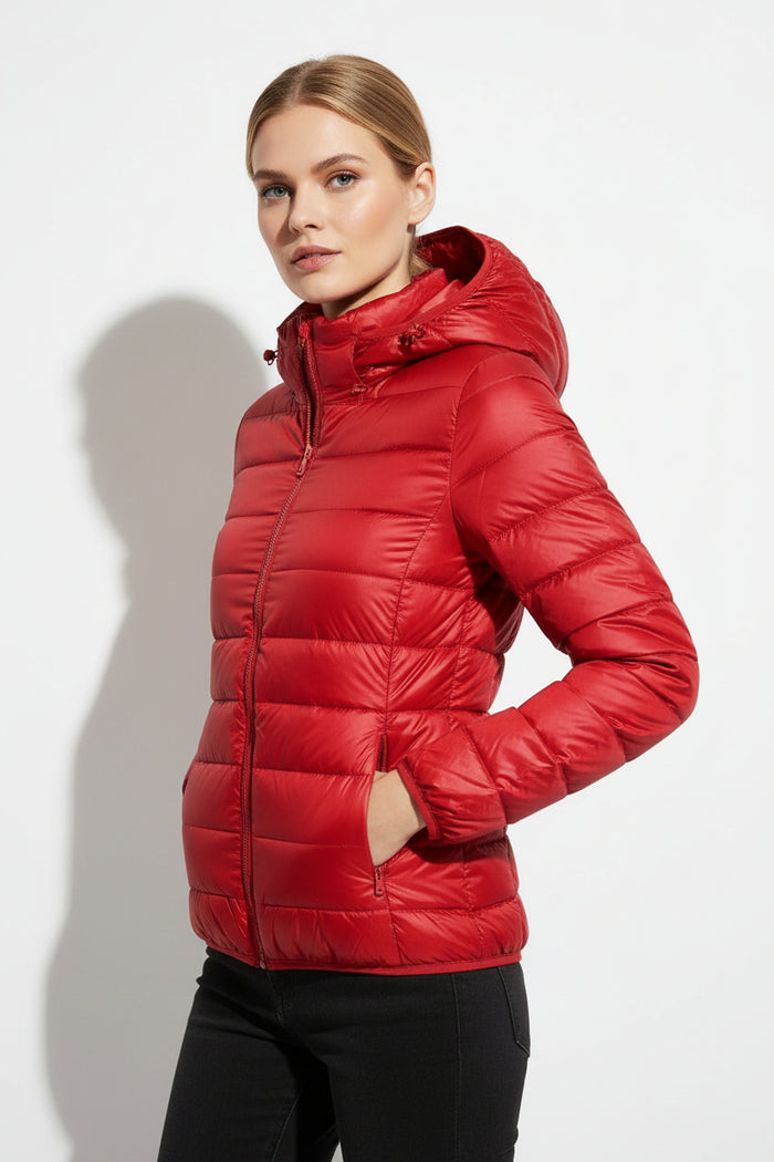 women lightweight down jacket slim silhouette everyday outfit
