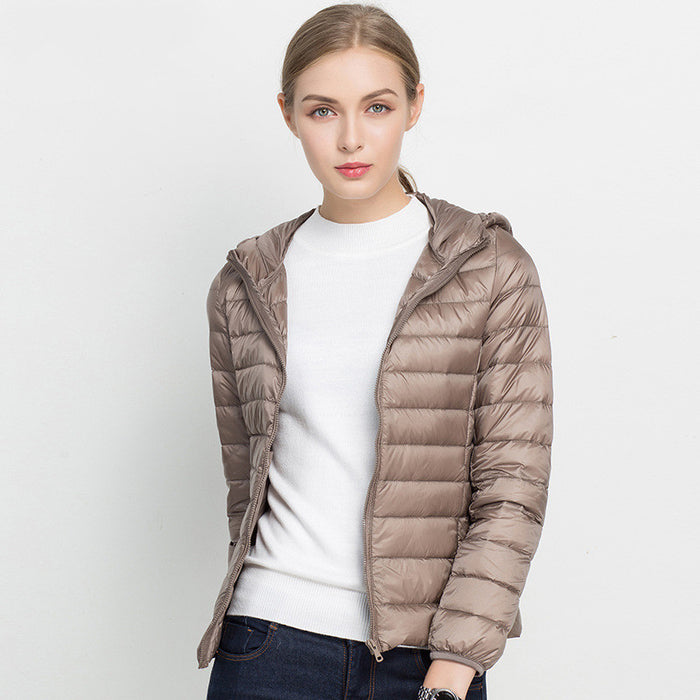 women lightweight down jacket emerald green fashion street outfit
