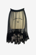 Lolita Lempicka Polka Dot Trim Black Tulle Midi Skirt