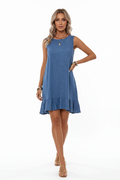 Summer ruffle beach dress women side profile loose straight silhouette mid-waist casual effortless resort look