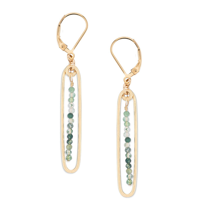 Lyric | Gold Filled Handmade Drop Earrings | Green Agate