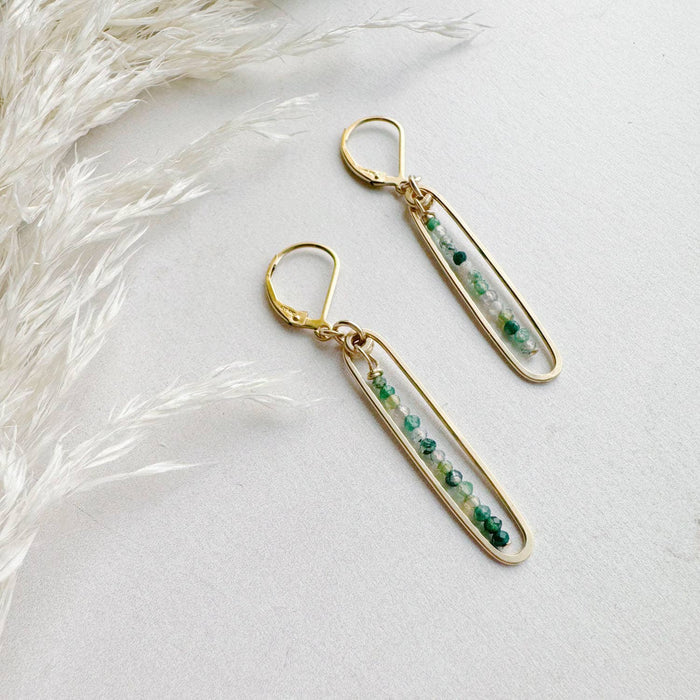 Lyric | Gold Filled Handmade Drop Earrings | Green Agate