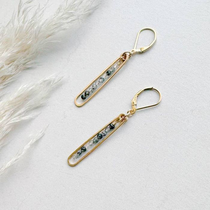 Lyric | Gold Filled Handmade Drop Earrings | Green Agate
