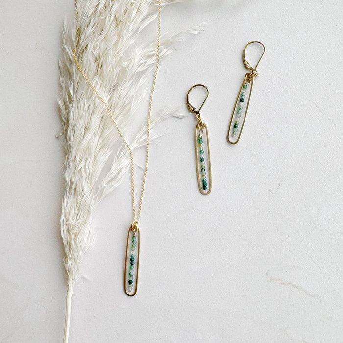 Lyric | Gold Filled Handmade Drop Earrings | Green Agate