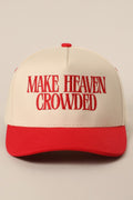 Make Heaven Crowded embroidered khaki and red trucker hat