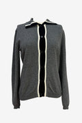 Marni Ash Grey Contrast Trim Knitwear Jacket