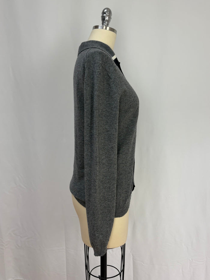 Marni Ash Grey Contrast Trim Knitwear Jacket