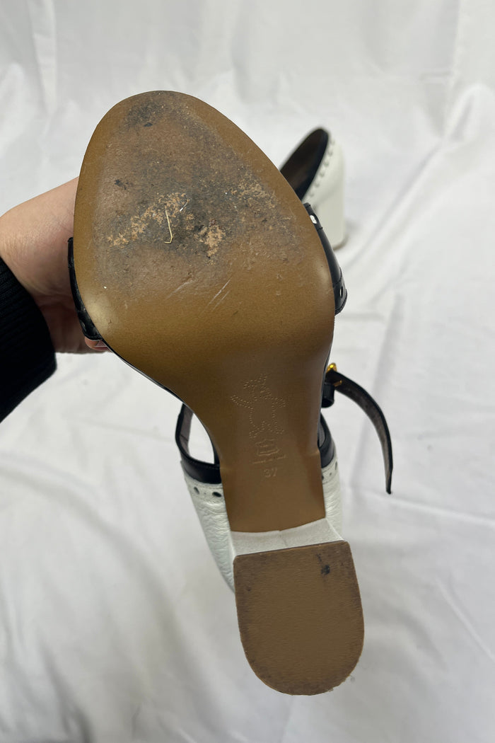 Marni Black & White Block Heel Sandals