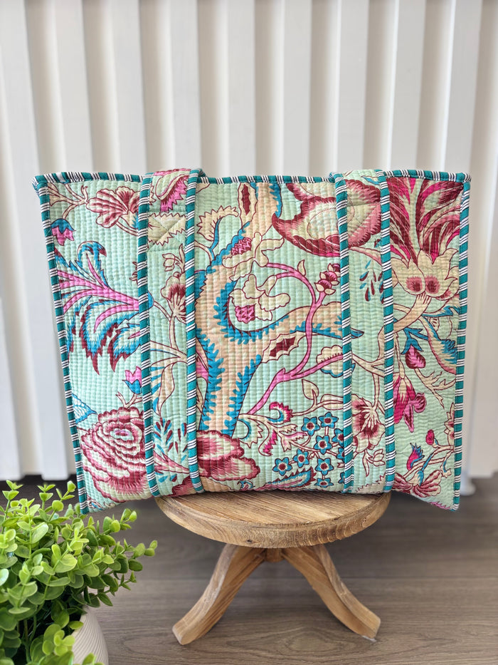 Quilted tote bag.